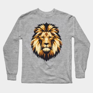 Lion Portrait Low Poly African Safari Big Five Long Sleeve T-Shirt